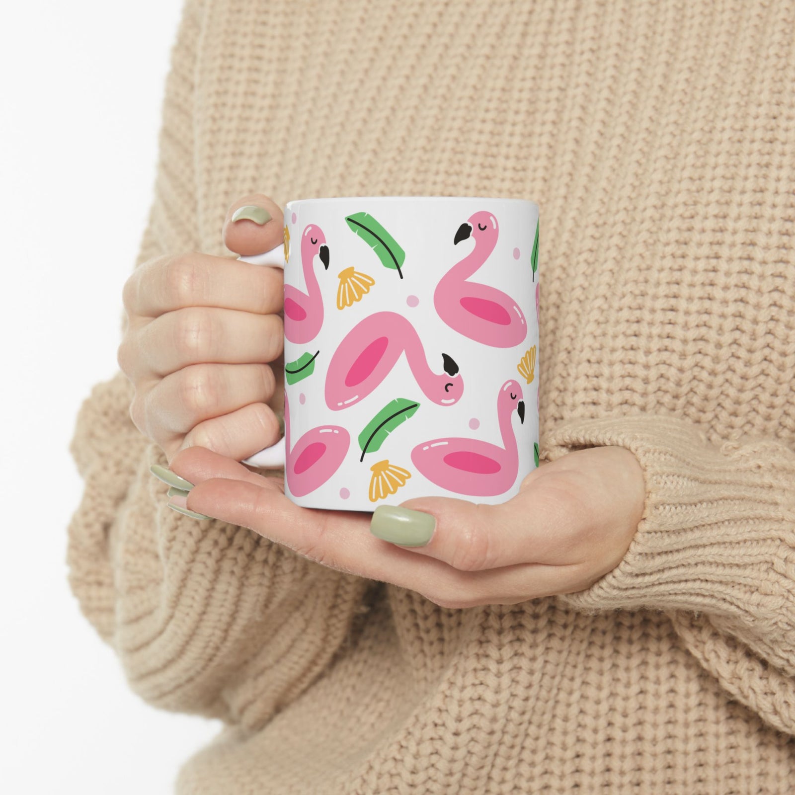 Flamingo Float Cute Ceramic Mug Coffee Cup (11oz & 15oz)
