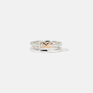 Double-Layered Zircon 925 Sterling Silver Ring - Sydney So Sweet