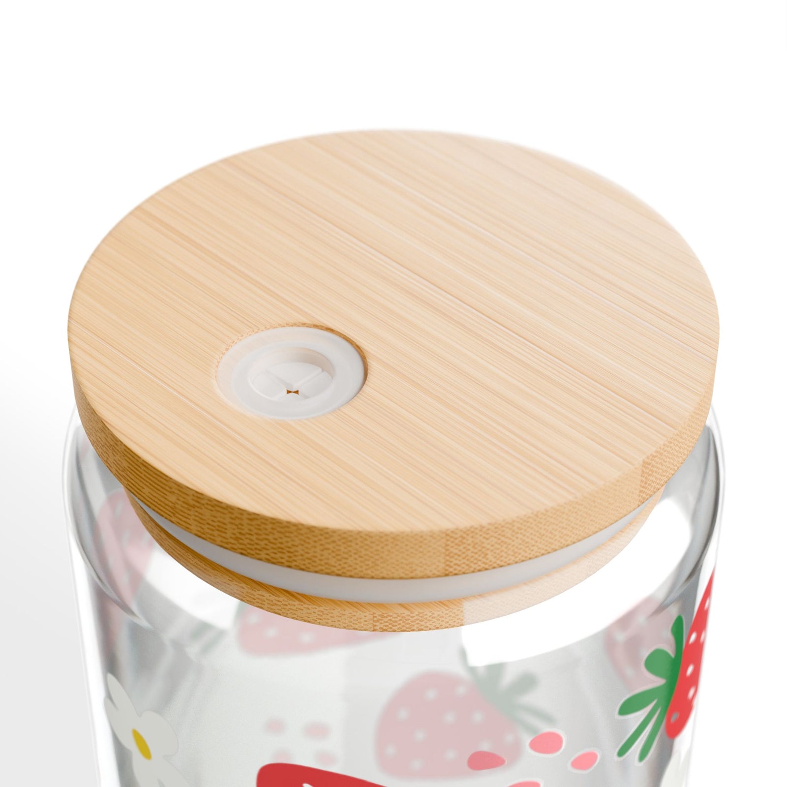 Strawberries Tumbler Sipper Glass 16oz — Reusable Drink Jar with Lid & Straw