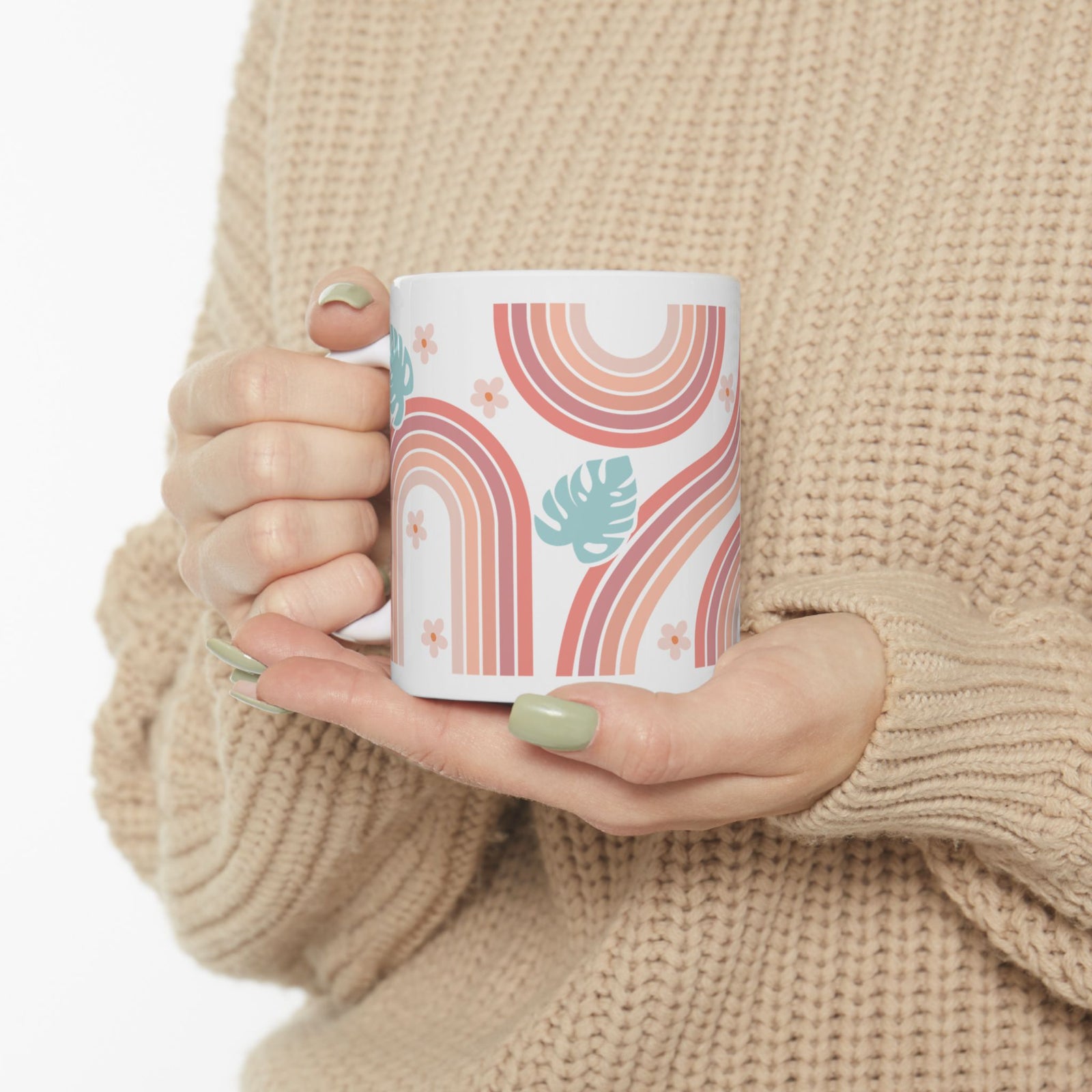 Boho Retro Rainbow Cute Ceramic Mug Coffee Cup (11oz & 15oz)