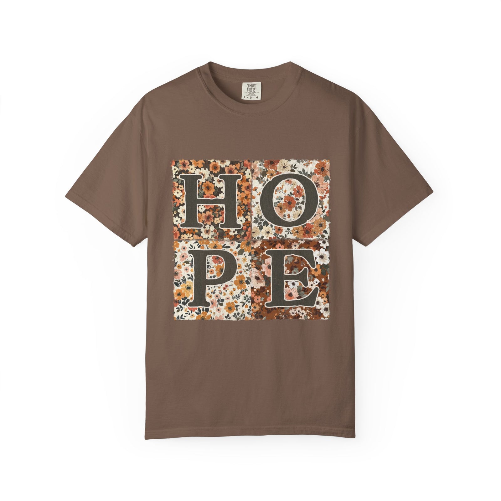 Hope Floral Patchwork Distressed T-Shirt Vintage Inspirational Tee