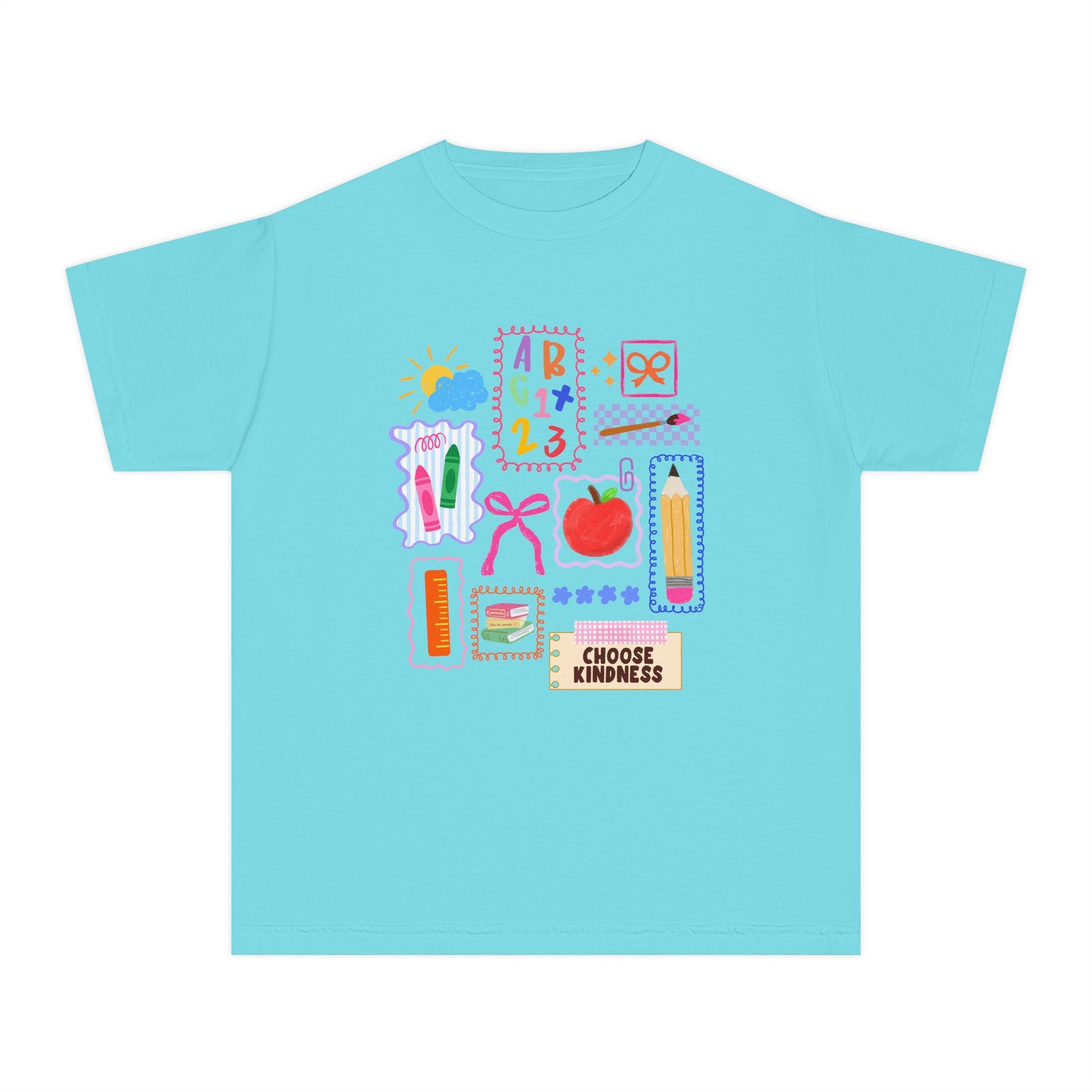 Choose Kindness Coquette Doodles Bow Graphic Tee Kids Back to School T-Shirt