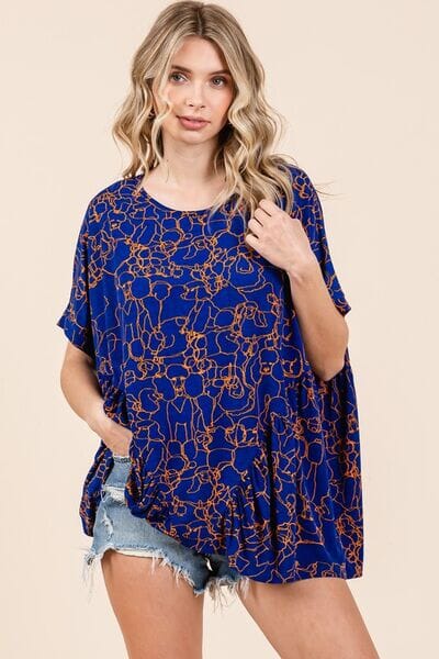 Mittoshop Abstract Print Round Neck Short Sleeve Top - Sydney So Sweet
