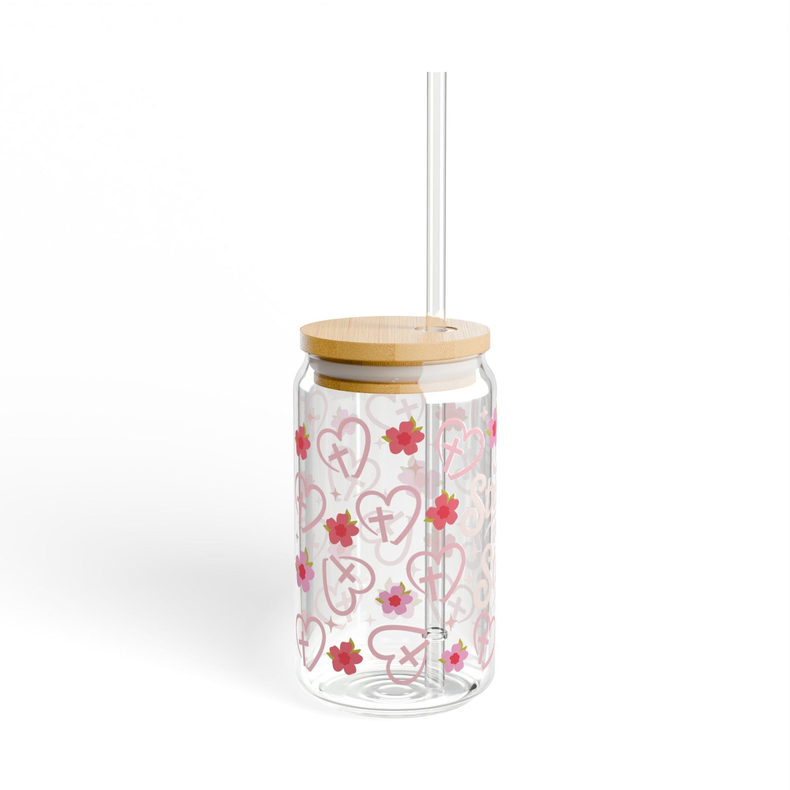 Stronger Than the Storm Tumbler Sipper Glass 16oz — Reusable Drink Jar with Lid & Straw
