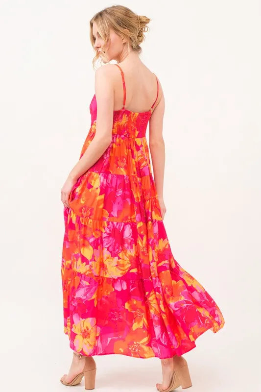 And The Why Floral Tiered Maxi Cami Dress with Pockets - Sydney So Sweet