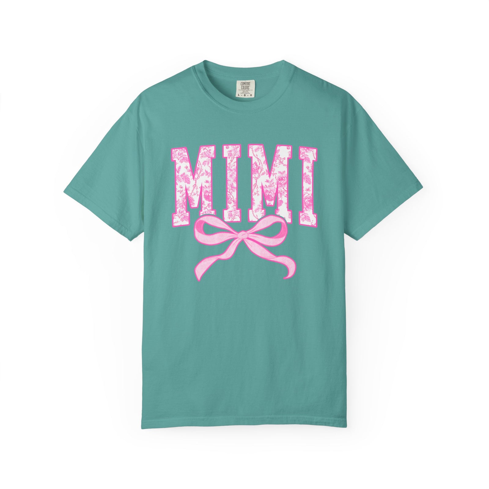 Mimi Coquette Pink Toile Bow T-Shirt Cute Grandmother Graphic Tee