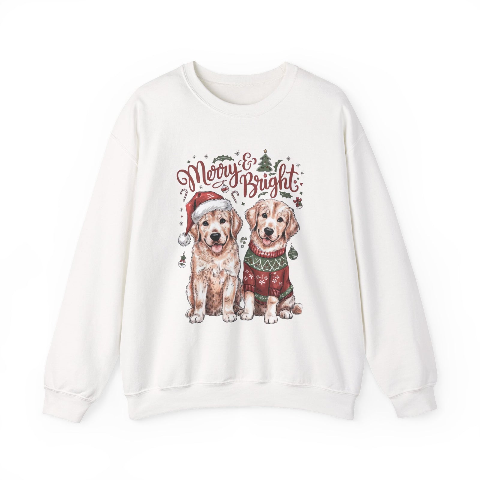 Merry & Bright Christmas Dogs Crewneck Unisex Sweatshirt