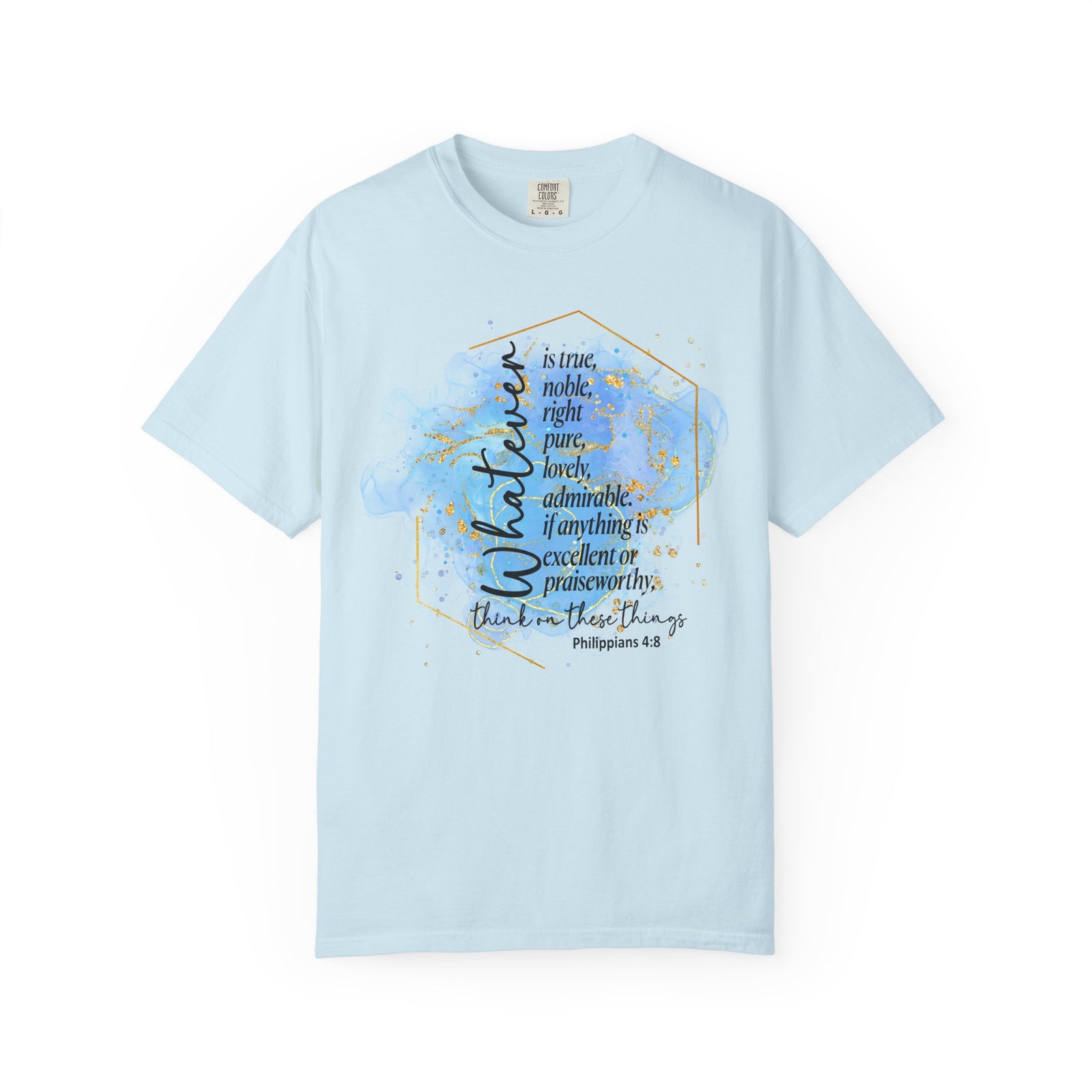 Think on These Things Philippians 4:8 Christian Graphic T-Shirt Unisex Short Sleeve Tee