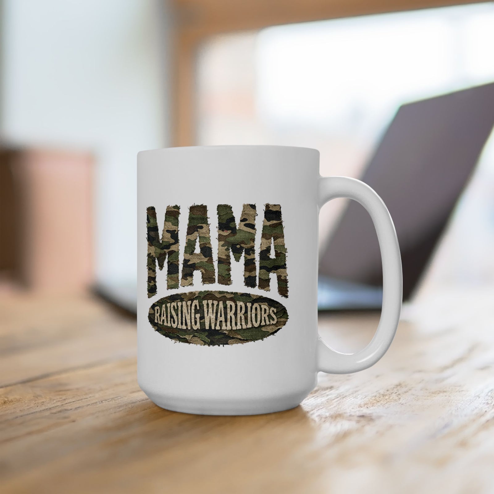 Camo Mama Raising Warriors Cute Ceramic Mug Coffee Cup (11oz & 15oz)