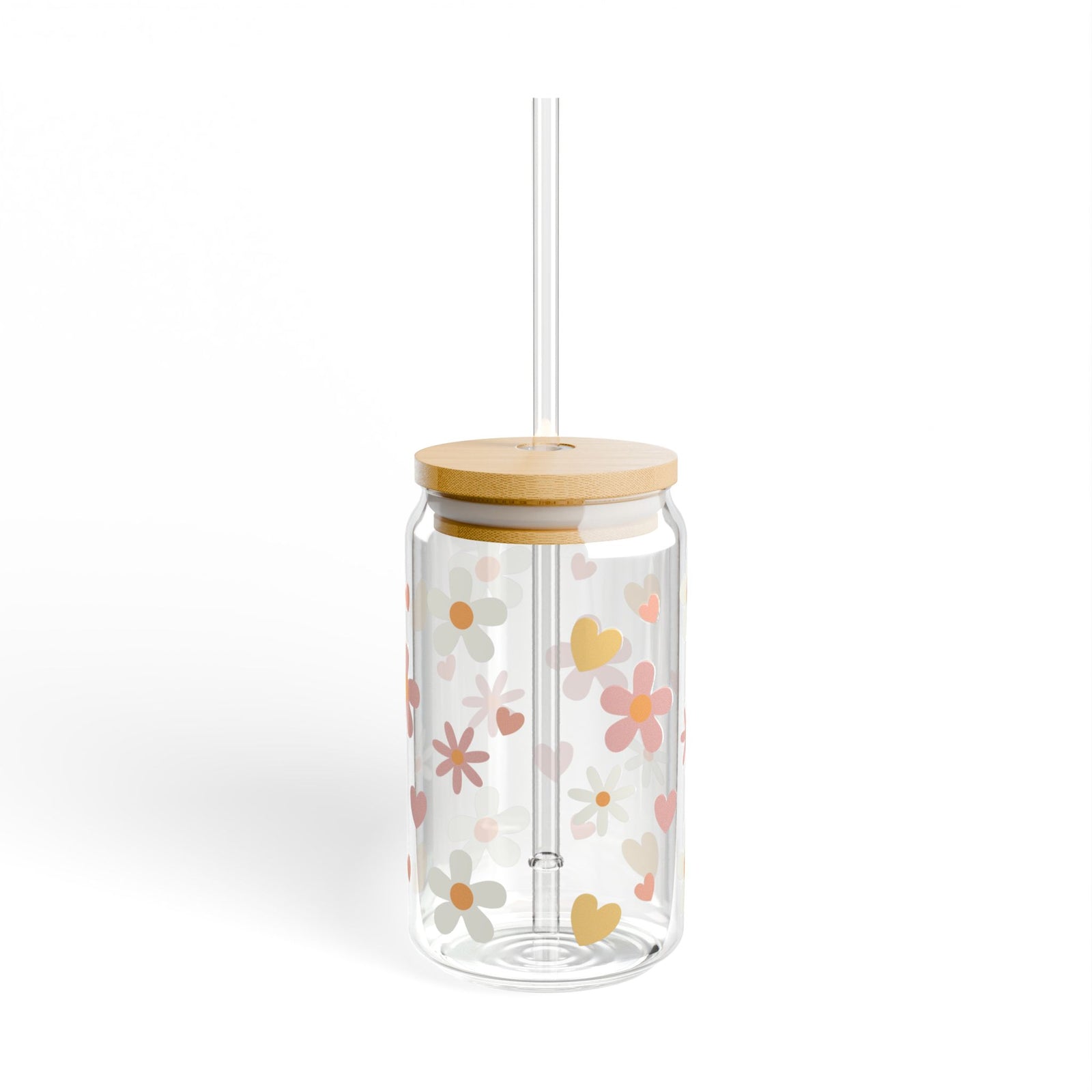Summer Tumbler Sipper Glass 16oz — Reusable Drink Jar with Lid & Straw