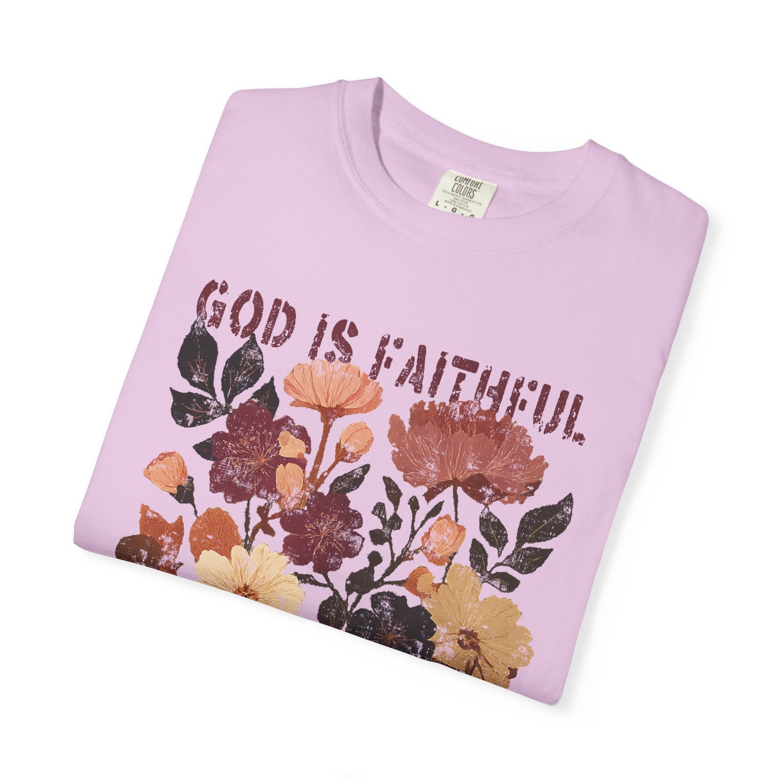 God is Faithful Floral Pumpkin T-Shirt Christian Distressed Fall Graphic Tee