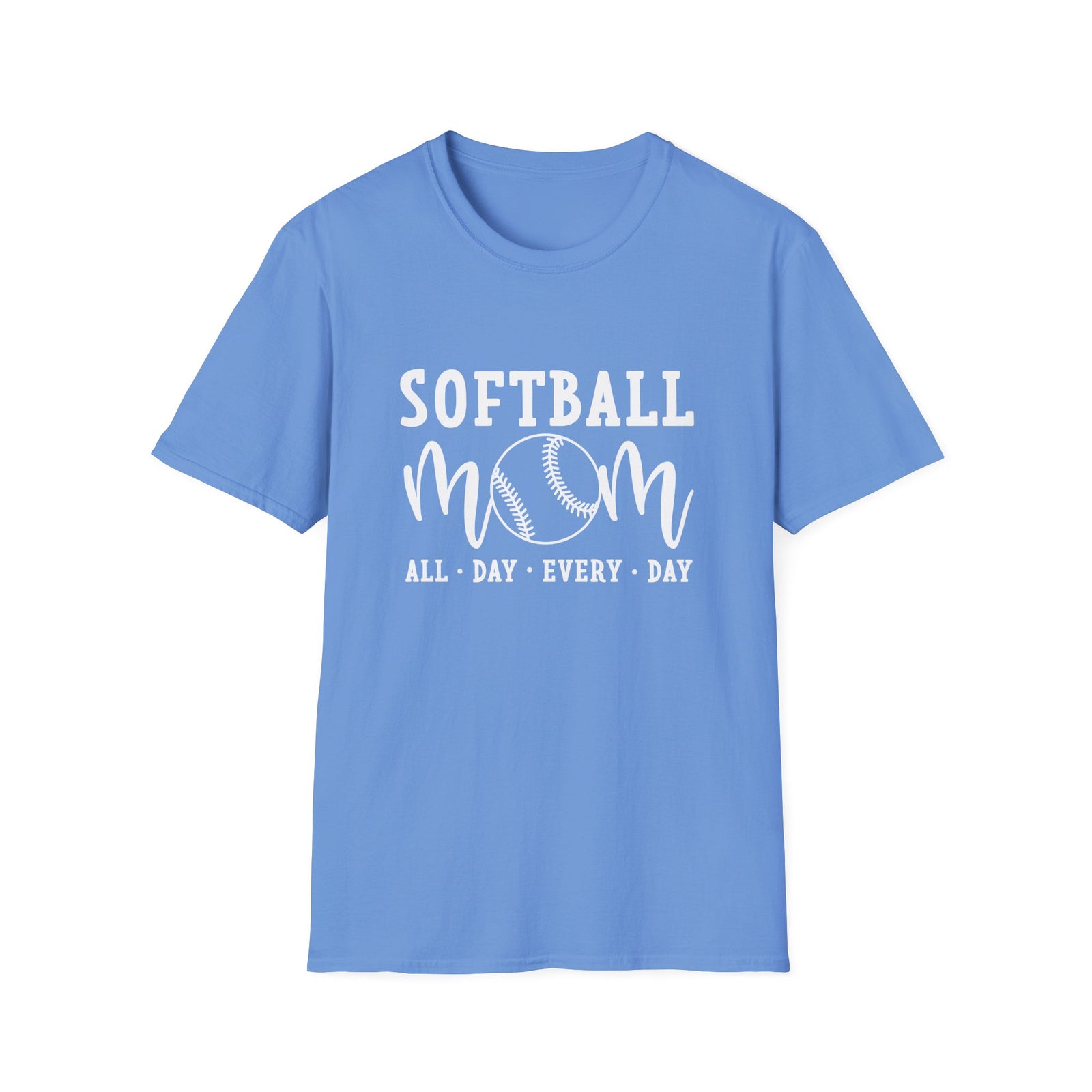 Softball Mom All Day Graphic T-Shirt Cute Sports Mom Tee (12 Team Colors)