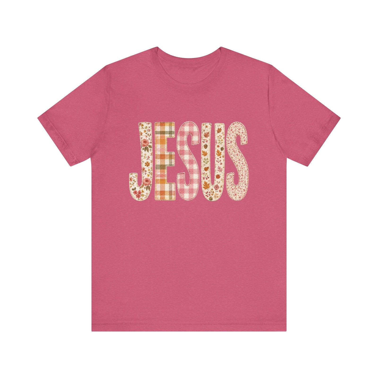 JESUS Floral Plaid Tee Women's Christian Graphic T-Shirt