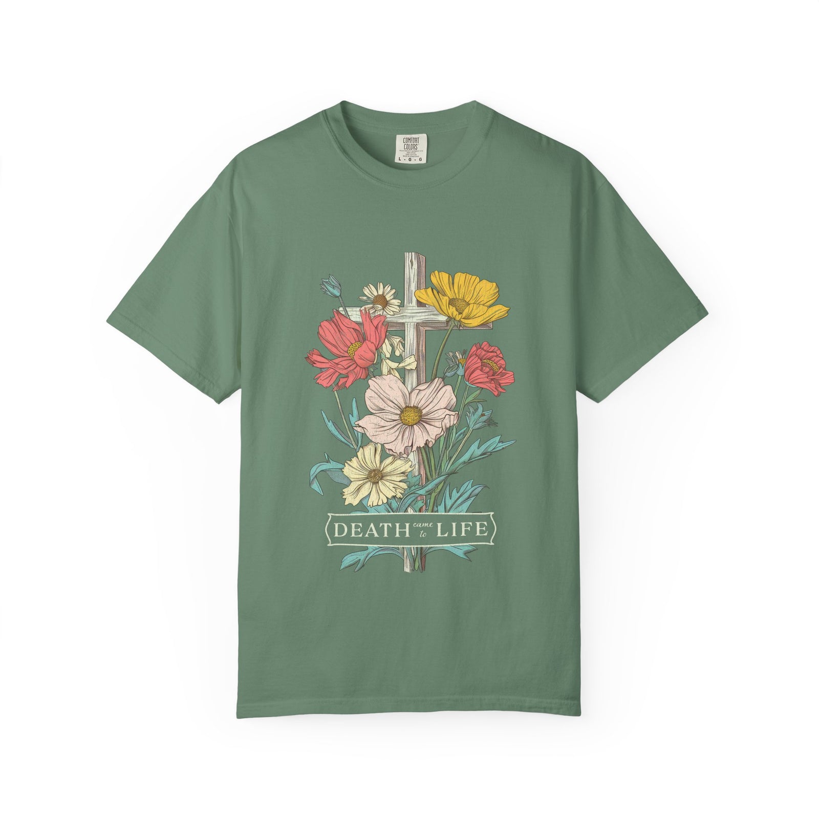 Death Has Come to Life Floral Cross Easter Unisex Tee Christian Distressed T-Shirt