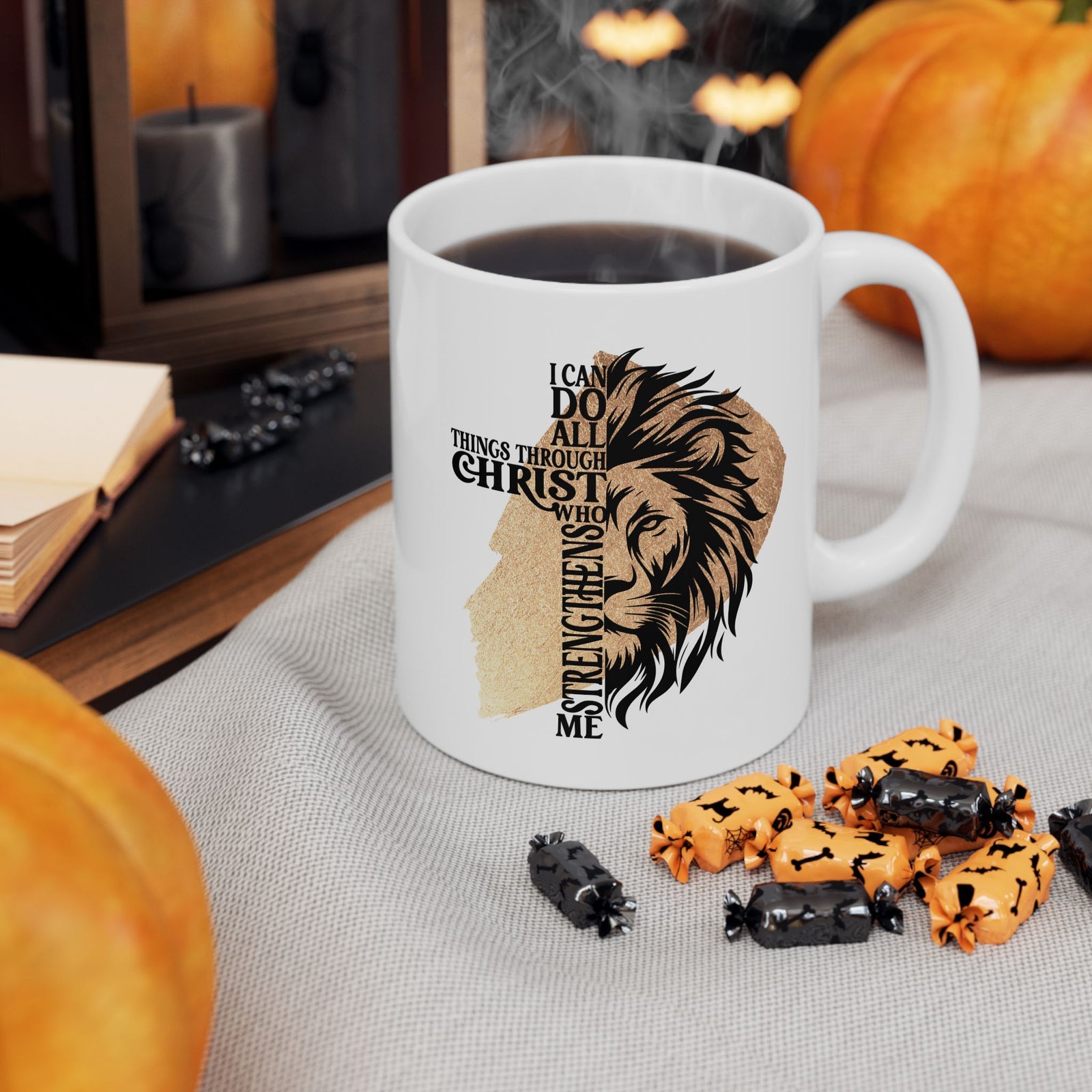 All Things Through Christ Christian Ceramic Coffee Cup (11oz, 15oz) - Sydney So Sweet