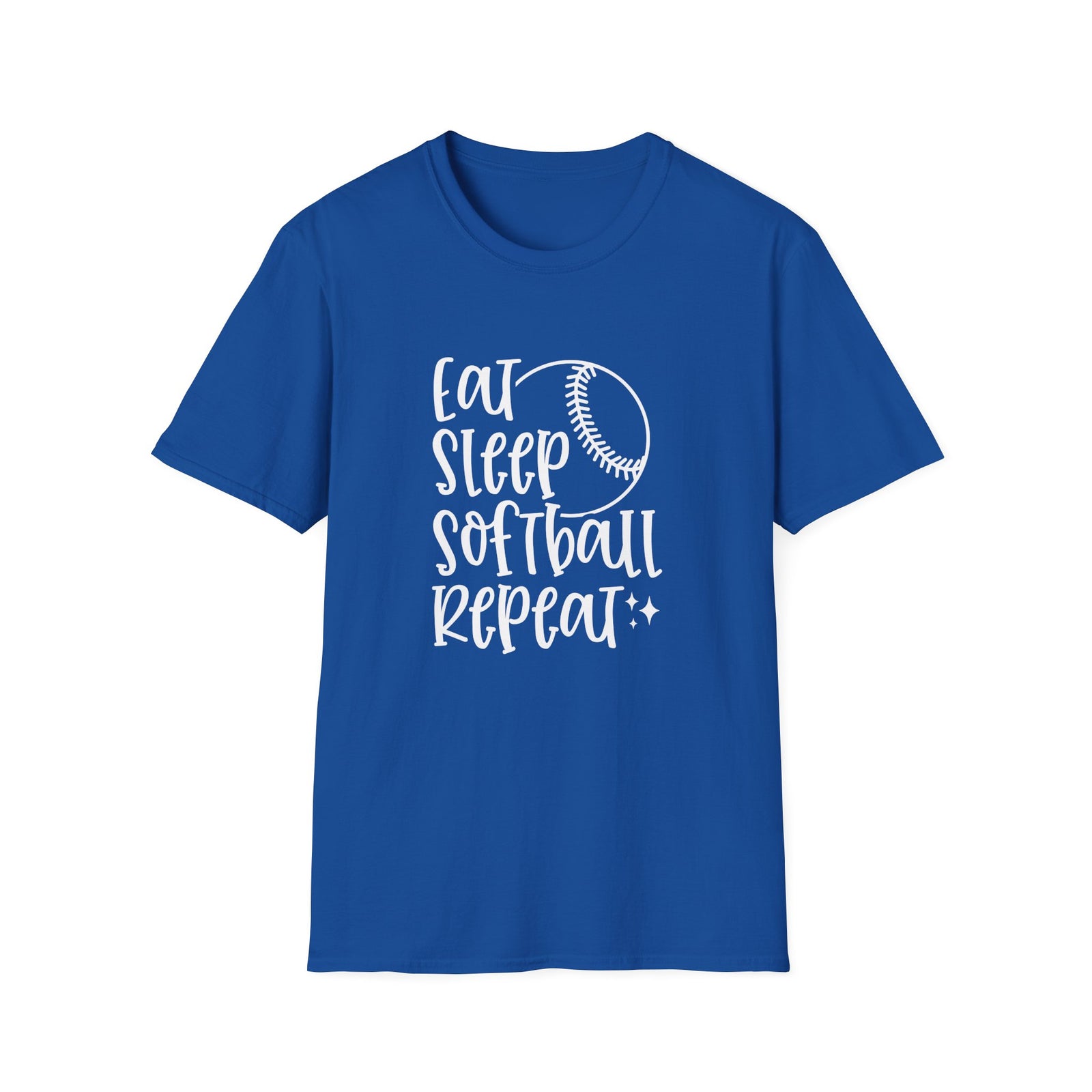 Eat Sleep Softball Repeat Graphic T-Shirt Cute Sports Mom Tee (12 Team Colors)