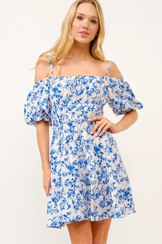 And The Why Off Shoulder Bubble Sleeve Dress - Sydney So Sweet