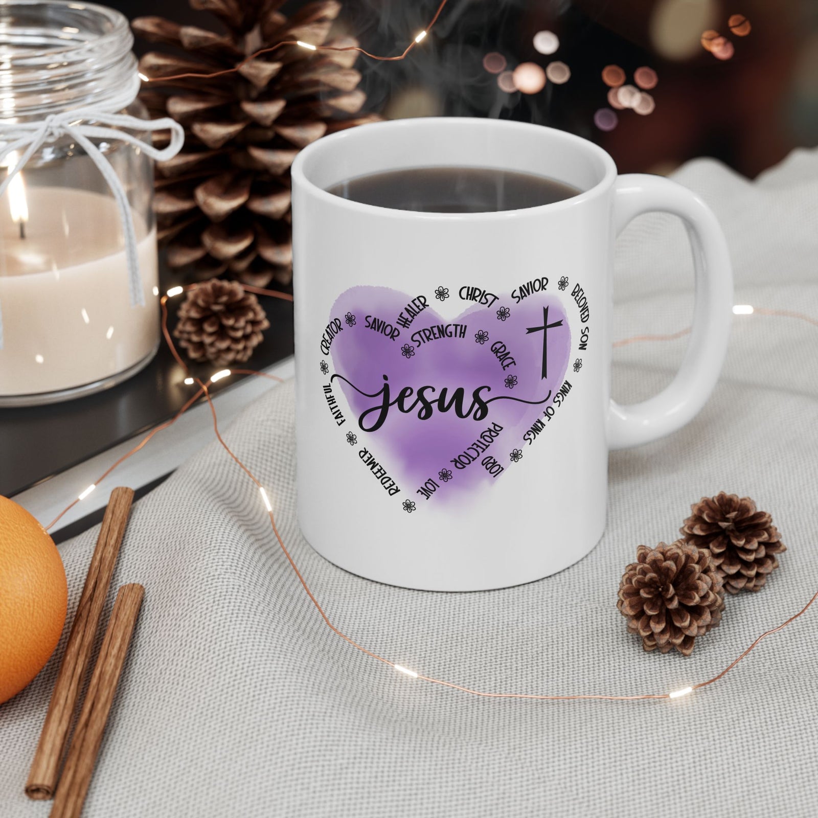 Jesus King of Kings - Christian Cross Coffee Cup (11oz & 15oz) - Sydney So Sweet