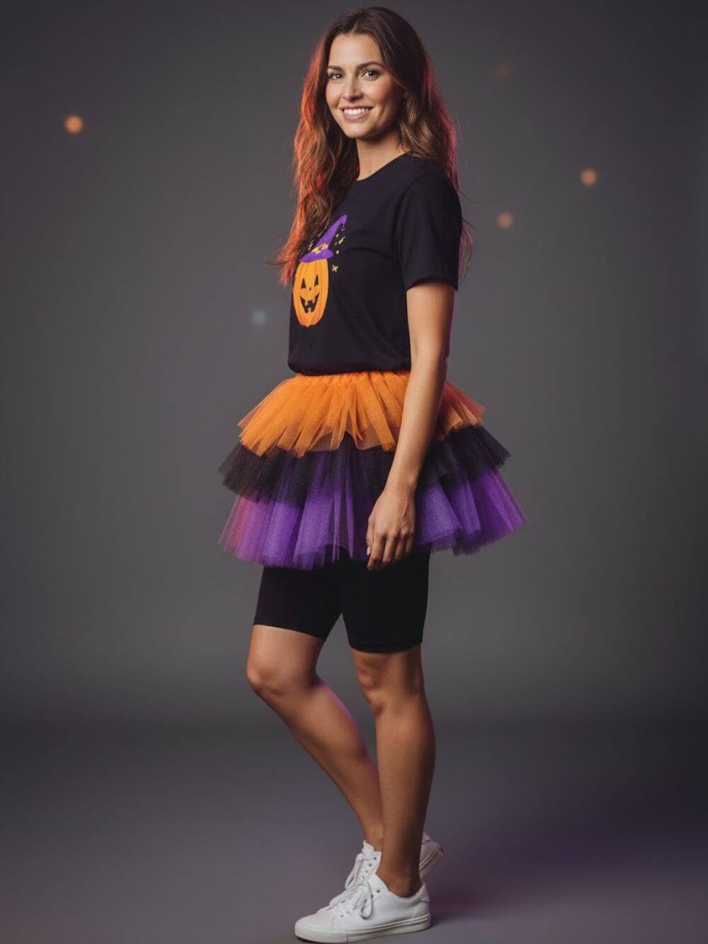 Orange, Black & Purple 6 Layer Tutu Skirt Costume for Girls, Women, Plus