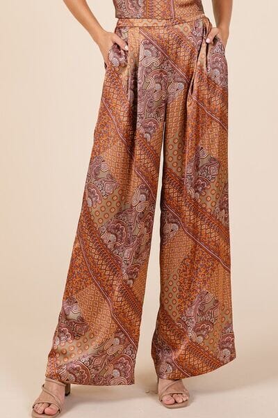 Mittoshop Paisley Patchwork Print Satin Wide Leg Pants - Sydney So Sweet