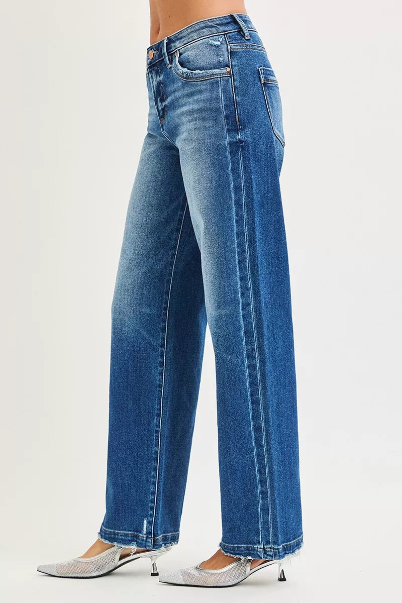RISEN Full Size Slouchy Baggy Jeans Pocket Side Seam Detail Plus Size - Sydney So Sweet