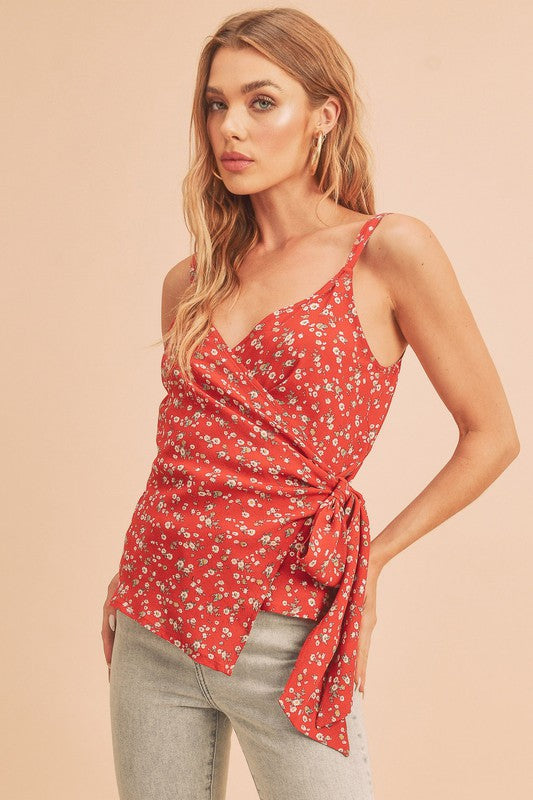 Aemi + Co Ditsy Floral Surplice Adjustable Straps Cami - Sydney So Sweet
