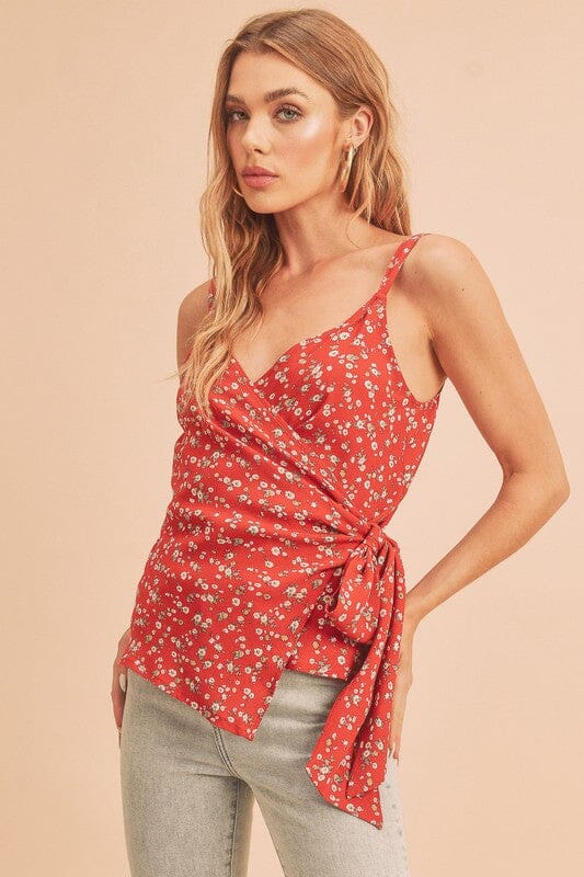 Aemi + Co Ditsy Floral Surplice Adjustable Straps Cami - Sydney So Sweet