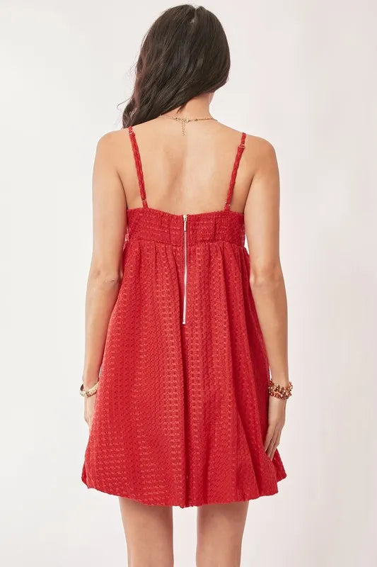 Davi & Dani Textured Sweetheart Neckline Bubble Hem Dress - Sydney So Sweet