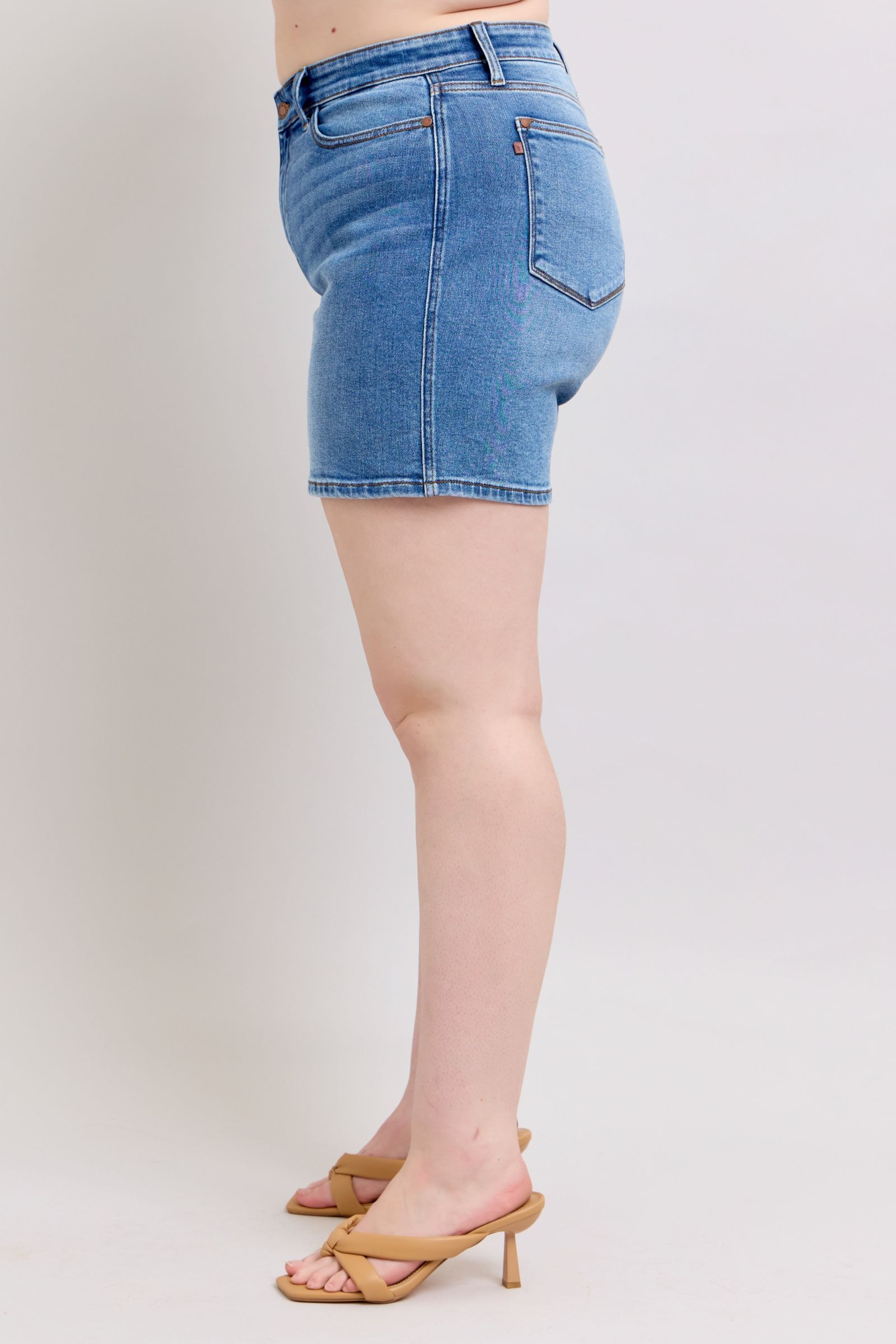 Judy Blue Full Size 2 Button Denim Shorts with Pockets Plus Size - Sydney So Sweet