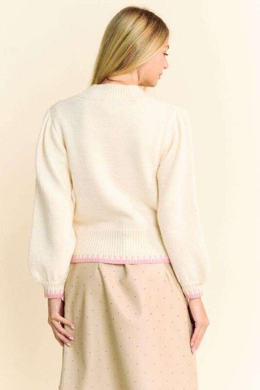 Davi & Dani Flower Patch Fuzzy Mock Neck Sweater - Sydney So Sweet