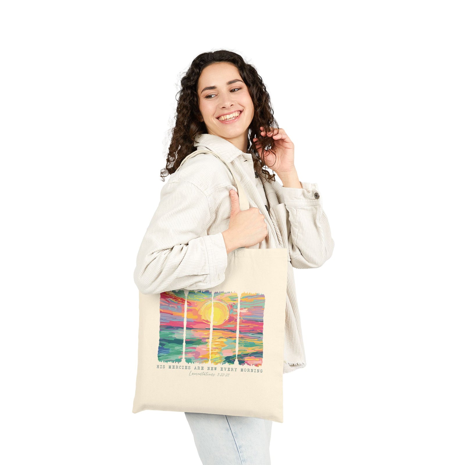 His Mercies are New Every Day Christian Church Cotton Canvas Tote Bag
