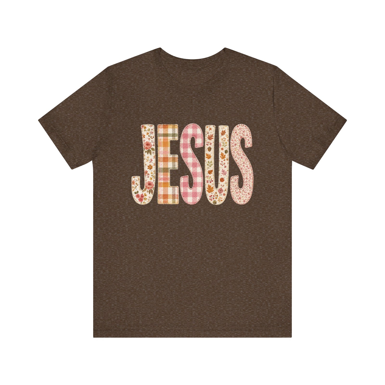 JESUS Floral Plaid Tee Women's Christian Graphic T-Shirt