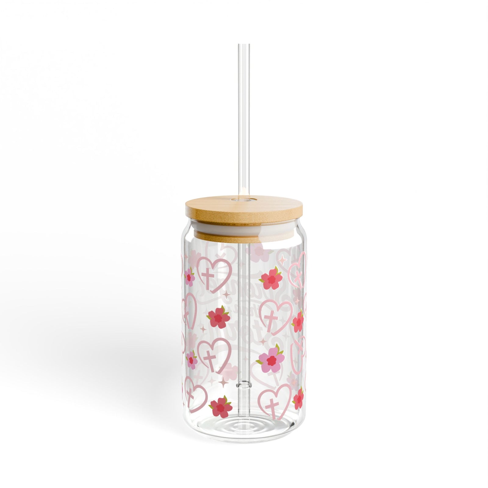 Stronger Than the Storm Tumbler Sipper Glass 16oz — Reusable Drink Jar with Lid & Straw