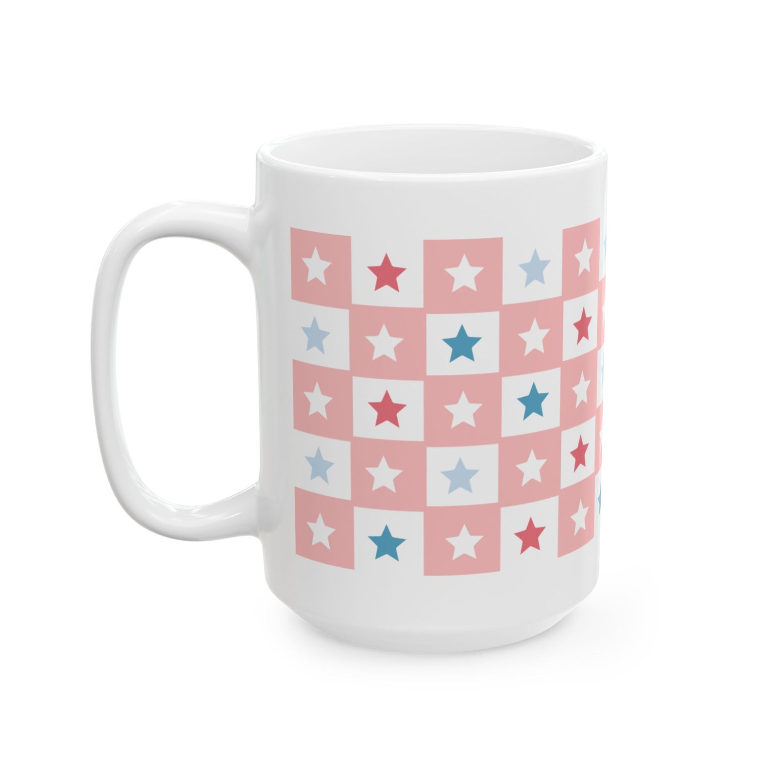 Checkered Stars Cute Ceramic Mug Coffee Cup (11oz & 15oz)