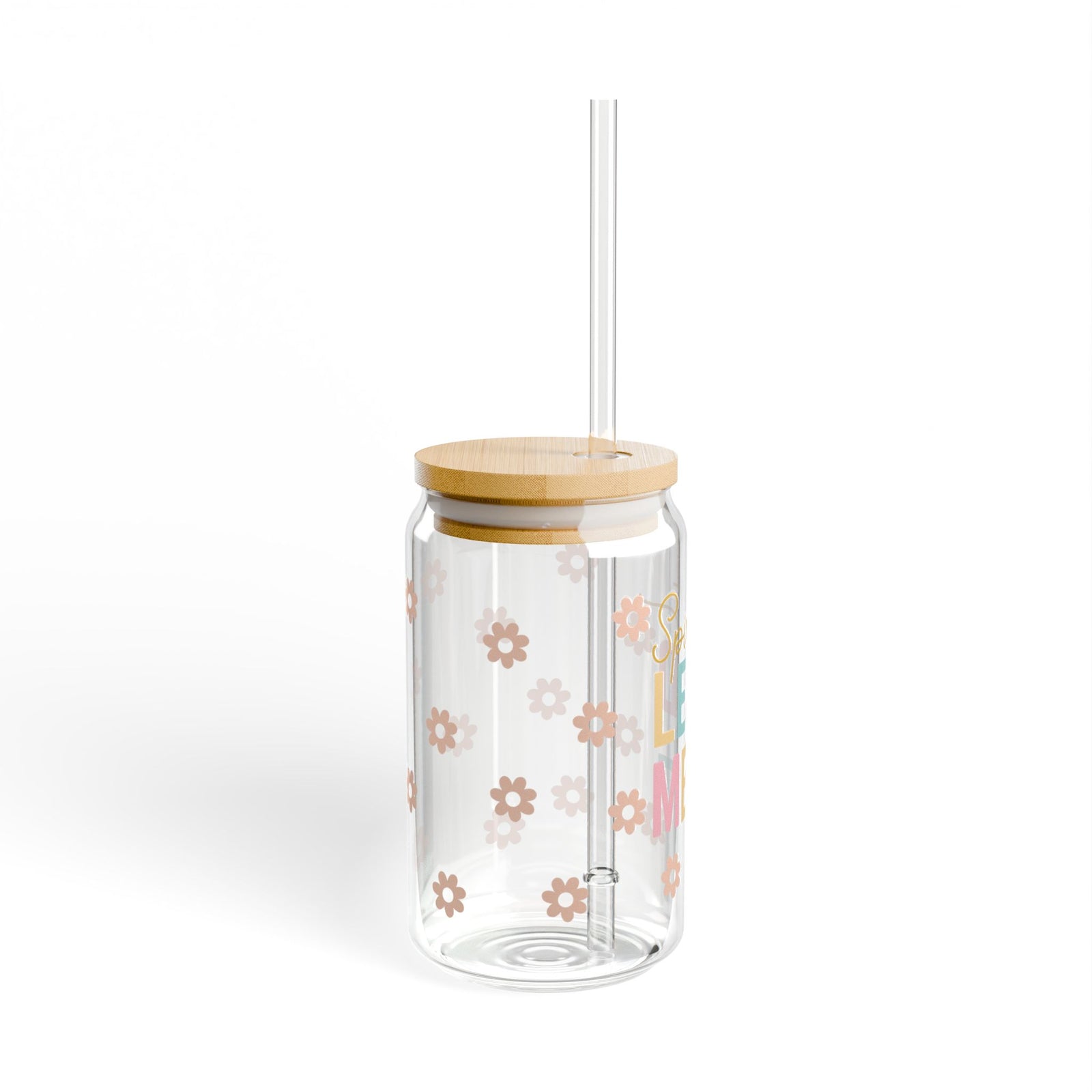 Spirit Lead Me Floral Christian Tumbler Sipper Glass 16oz — Reusable Drink Jar with Lid & Straw - Sydney So Sweet