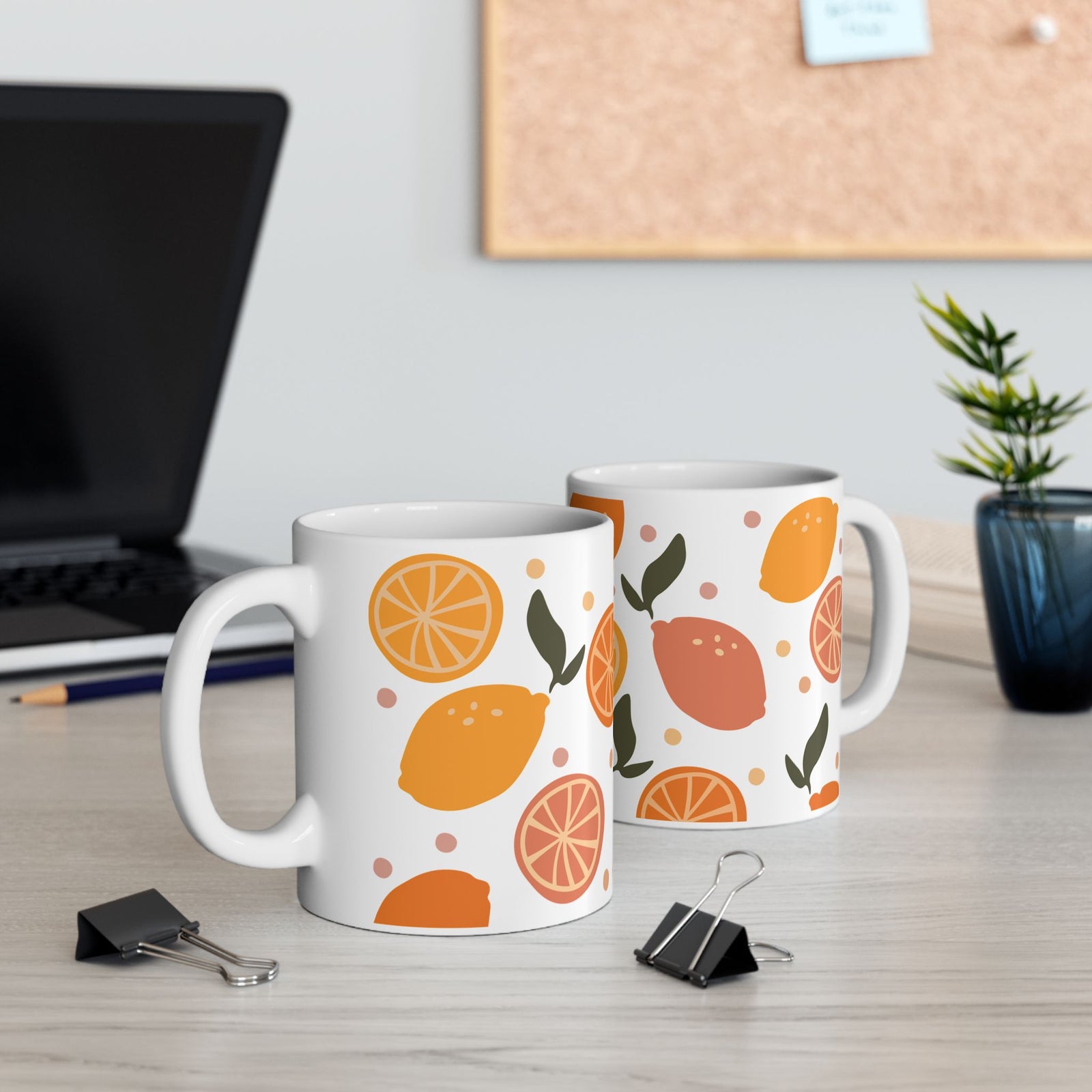 Citrus Orange & Lemon Fruits Ceramic Mug Coffee Cup (11oz & 15oz)