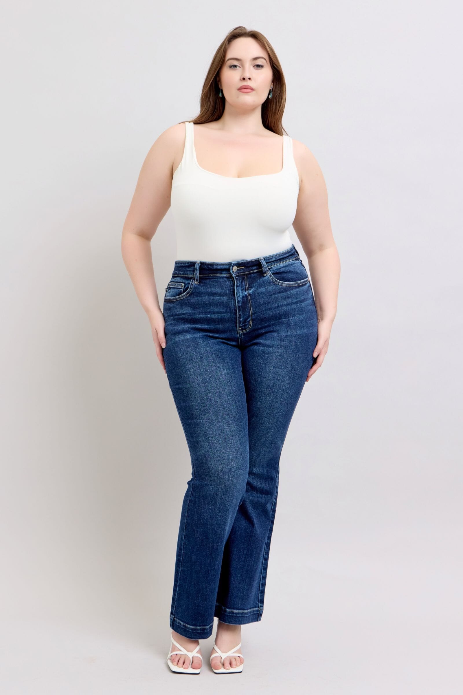 Judy Blue Full Size High Rise Flare Jeans with Pockets Plus Size - Sydney So Sweet
