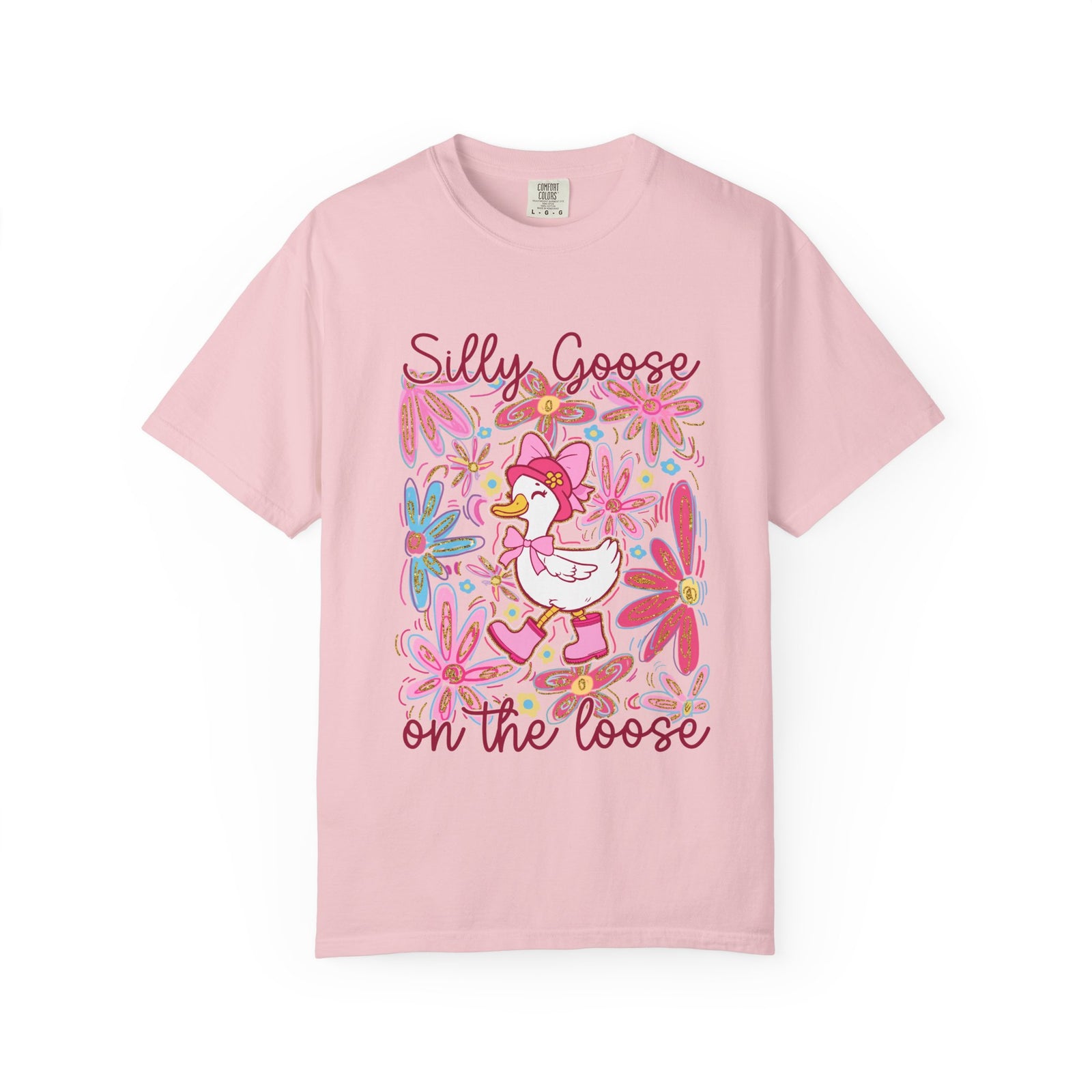 Silly Goose on the Loose Graphic T-Shirt Cute Floral Tee
