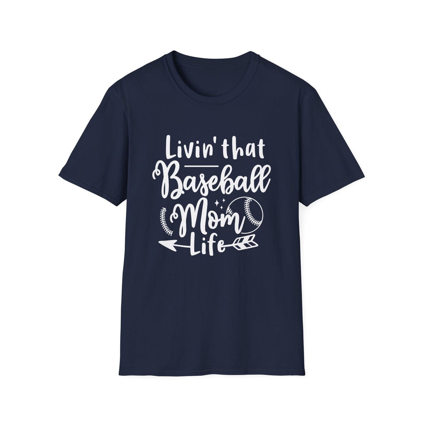 Livin' That Baseball Mom Life Graphic T-Shirt Cute Sports Mom Tee (12 Team Colors)