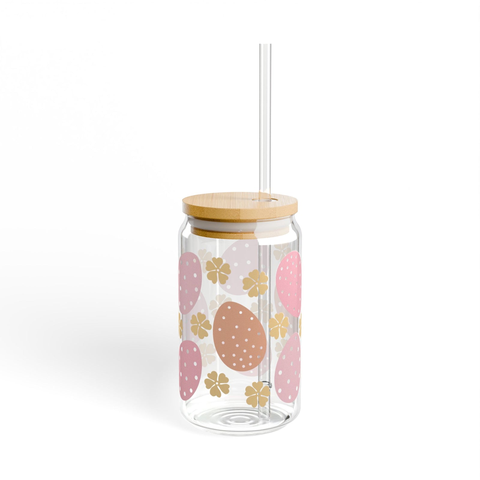 Easter Egg Tumbler Sipper Glass 16oz — Reusable Drink Jar with Lid & Straw