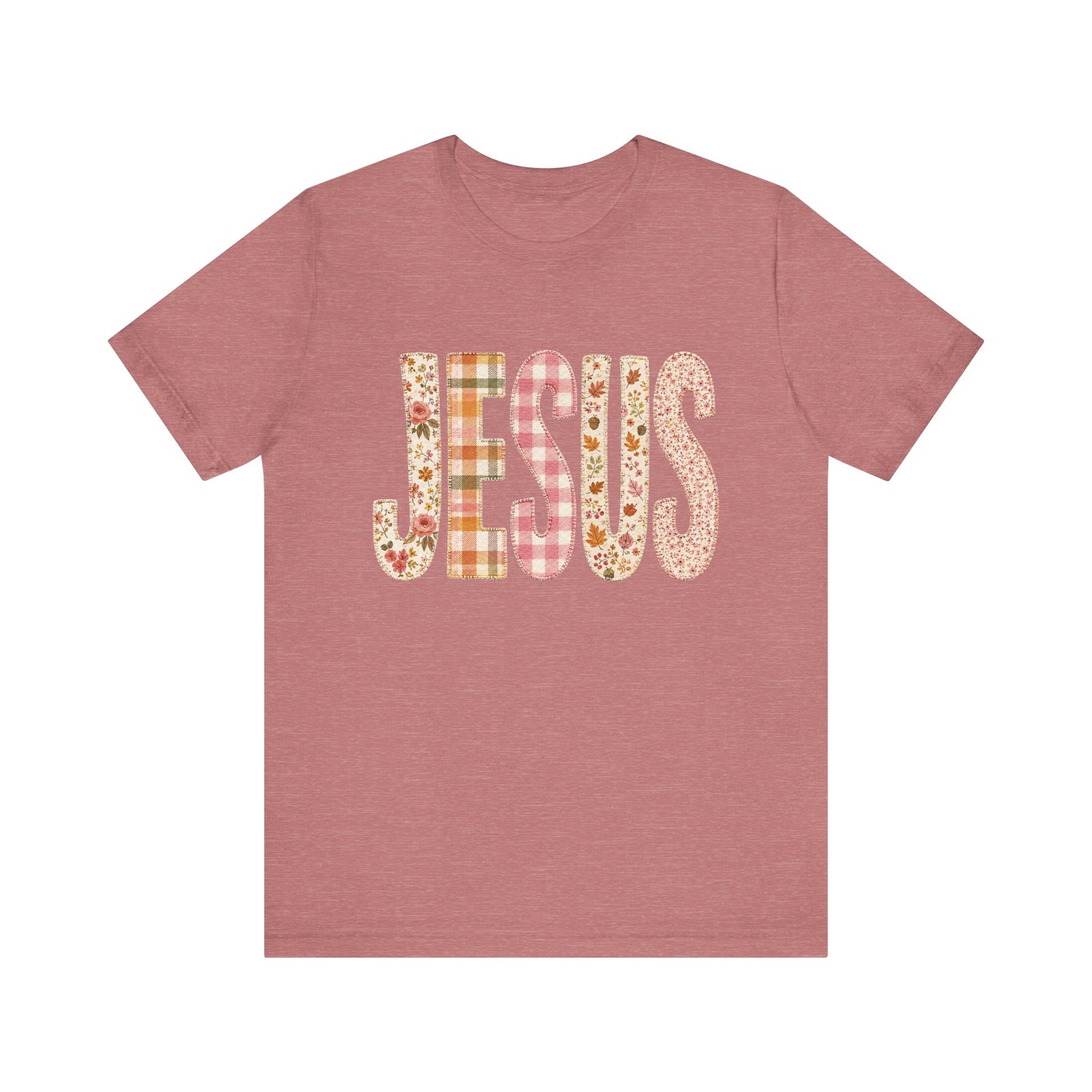 JESUS Floral Plaid Tee Women's Christian Graphic T-Shirt