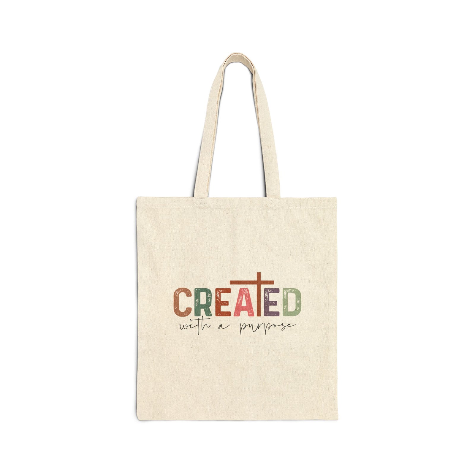 Created With A Purpose Christian Church Cotton Canvas Tote Bag