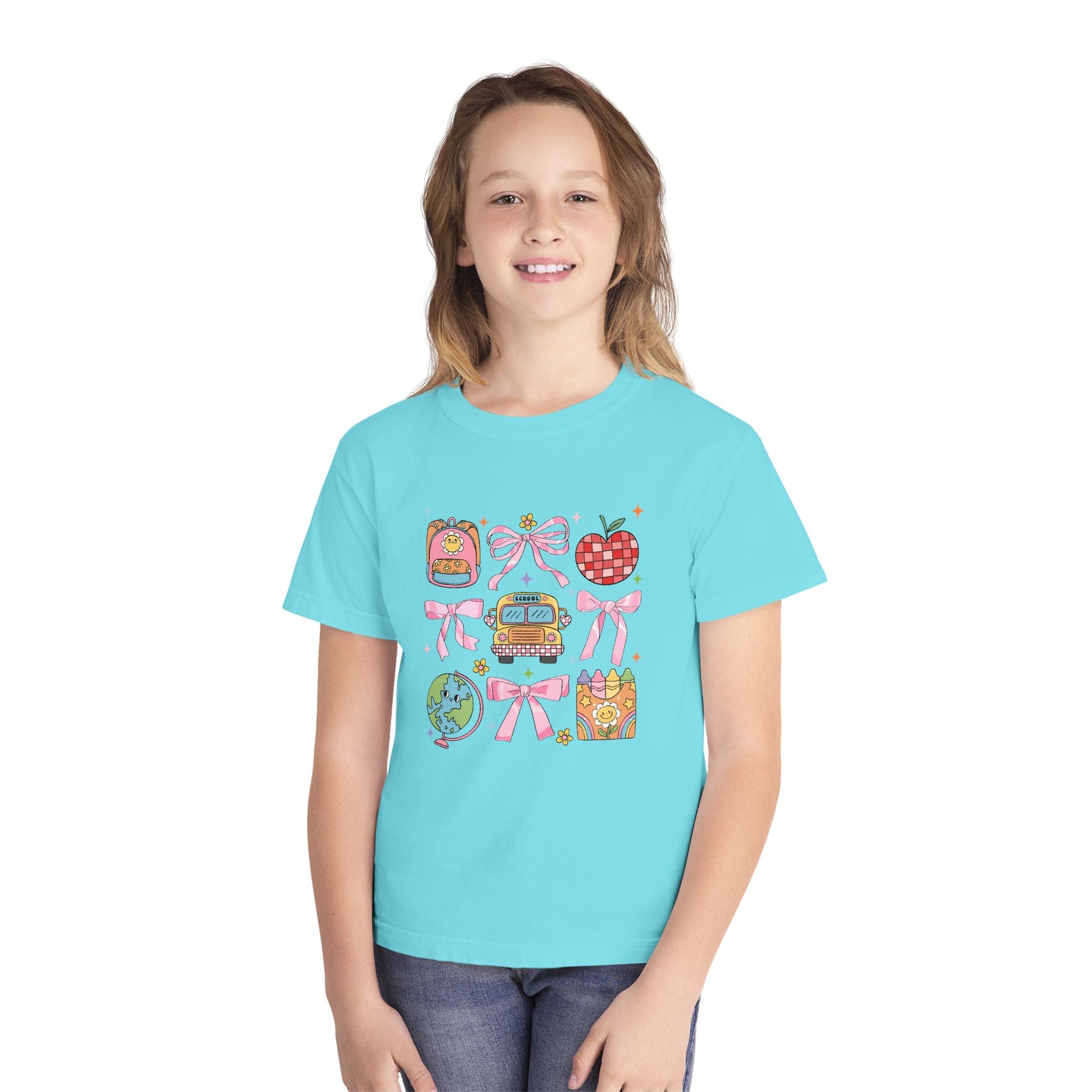 Coquette Back to School Bow Graphic Tee Kids Preppy Cute T-Shirt