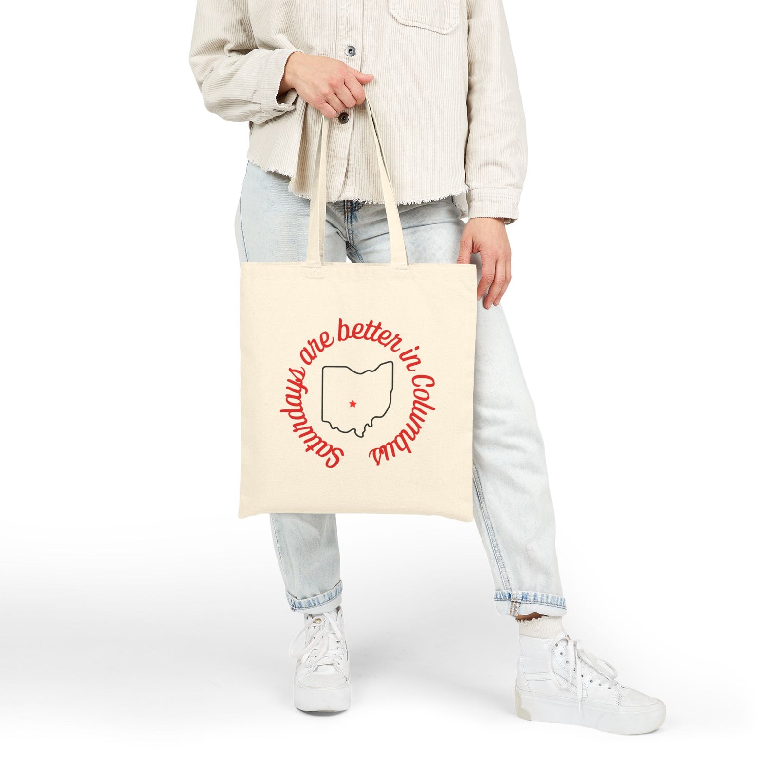 Ohio State Saturdays are Better in Columbus Buckeyes Cotton Canvas Tote Bag