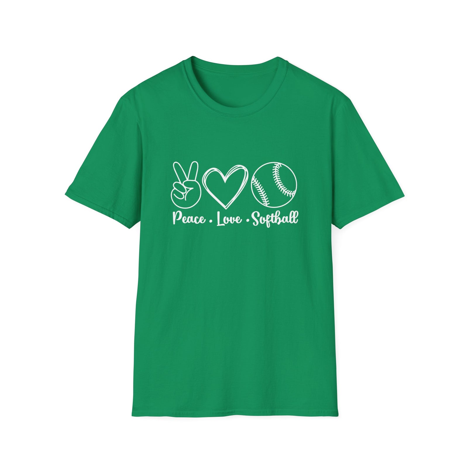 Peace Love Softball Repeat Graphic T-Shirt Cute Sports Mom Tee (12 Team Colors)