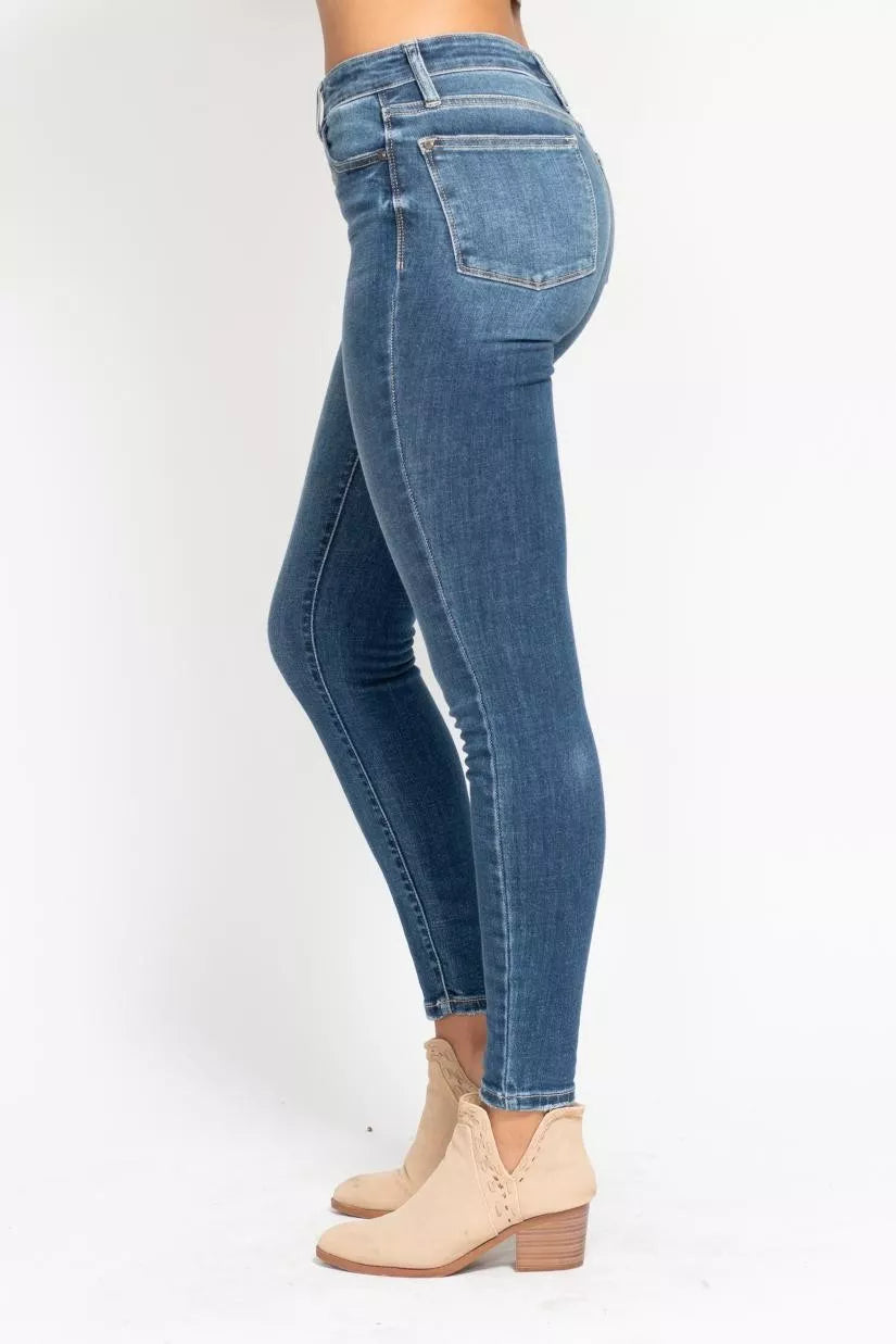 Judy Blue Full Size High Rise Button Fly Skinny Jeans Plus Size - Sydney So Sweet