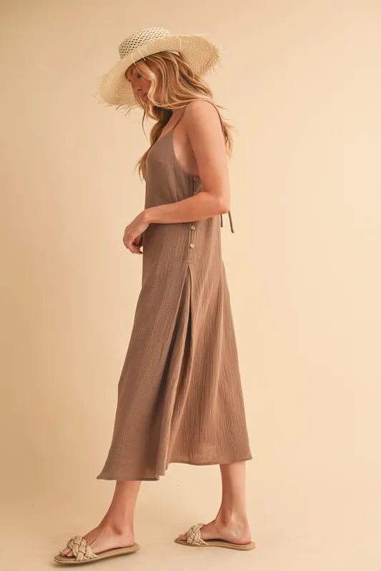 Aemi+Co Side Button Midi Cami Dress - Sydney So Sweet