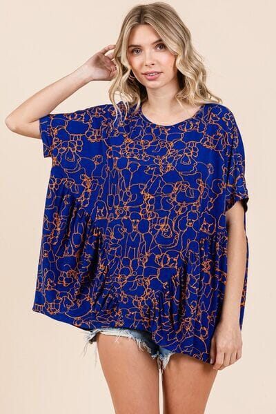 Mittoshop Abstract Print Round Neck Short Sleeve Top - Sydney So Sweet