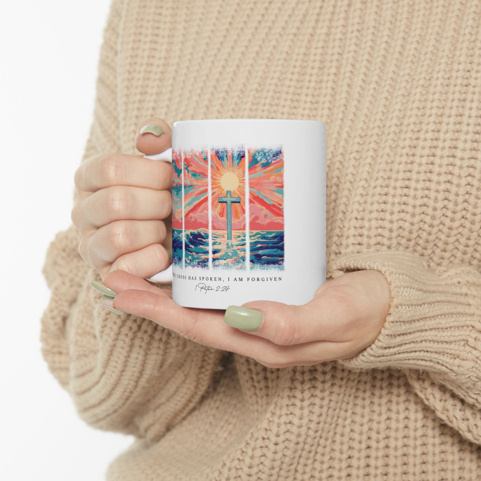 The Cross Has Spoken I am Forgiven Christian Ceramic Mug Coffee Cup (11oz & 15oz)