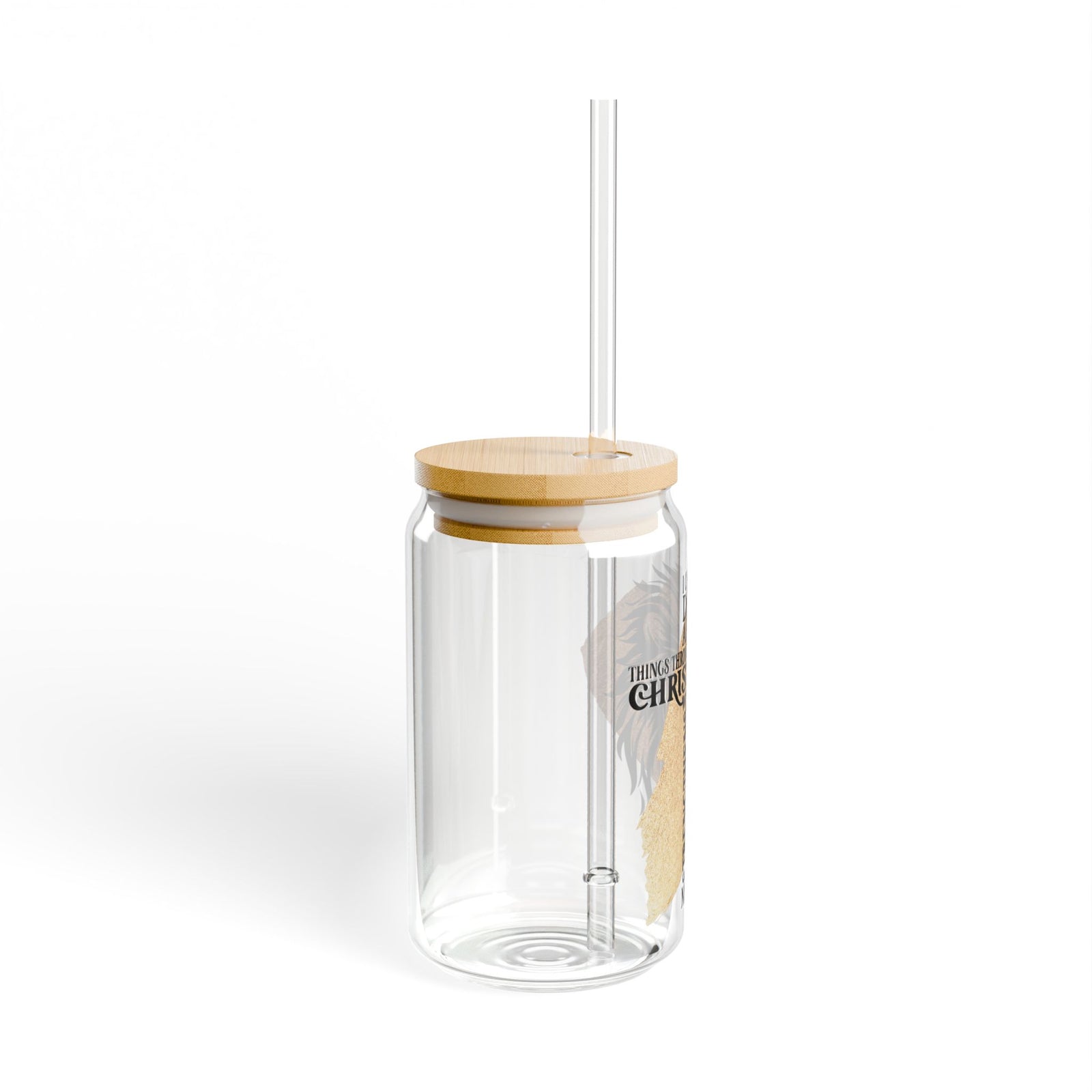 All Things Through Christ Christian Tumbler Sipper Glass 16oz — Reusable Drink Jar with Lid & Straw - Sydney So Sweet